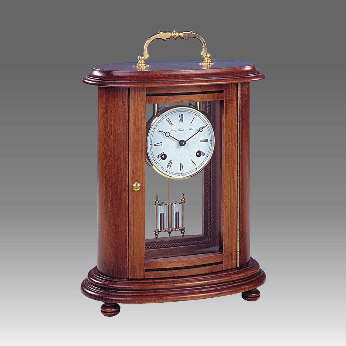 Mante Clock, Table Clock, Cimn Clock, Art.322/1 Walnut - Bim Bam melody on Bells, white round dial